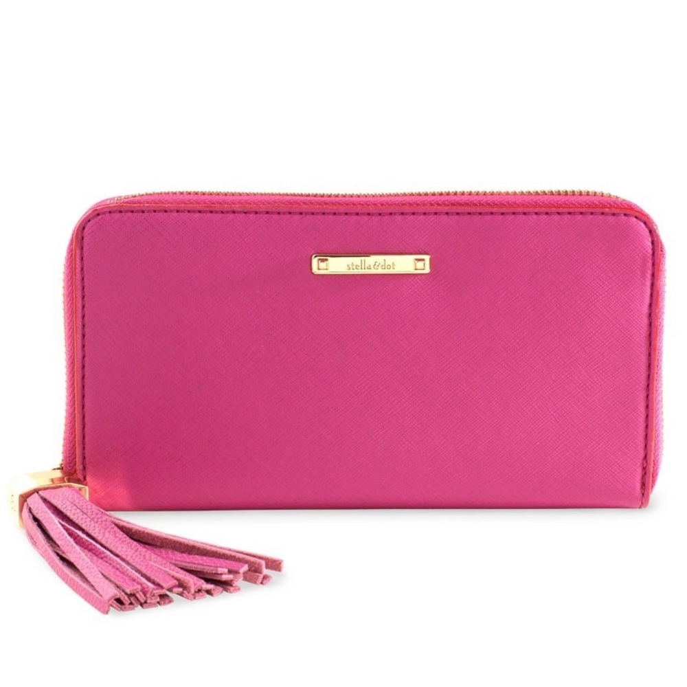 NWOT Stella & Dot Pink Mercer Wallet with Tassel Charm